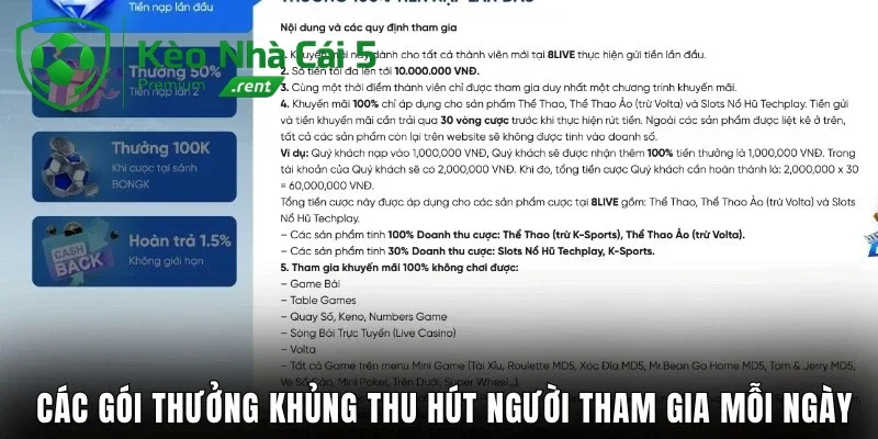 Chương trình khuyến mãi đa dạng tại 8Live