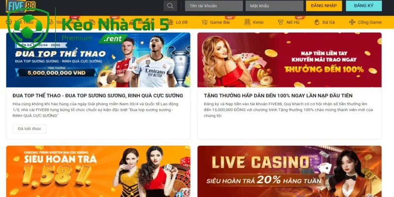 Hệ sinh thái trò chơi phong phú tại trang chủ FIVE88